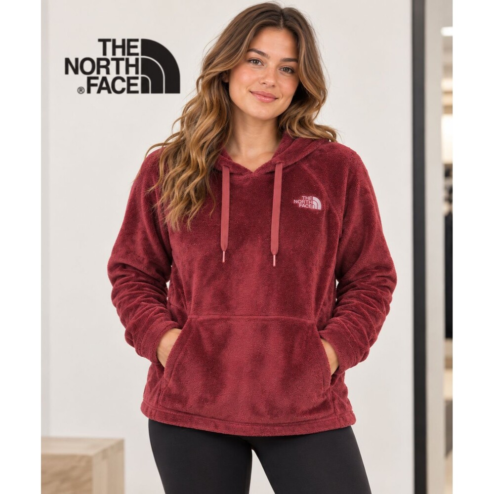 The North Face Medium Osito Fleece Hoodie Womens Burgundy Pullover Raglan Soft